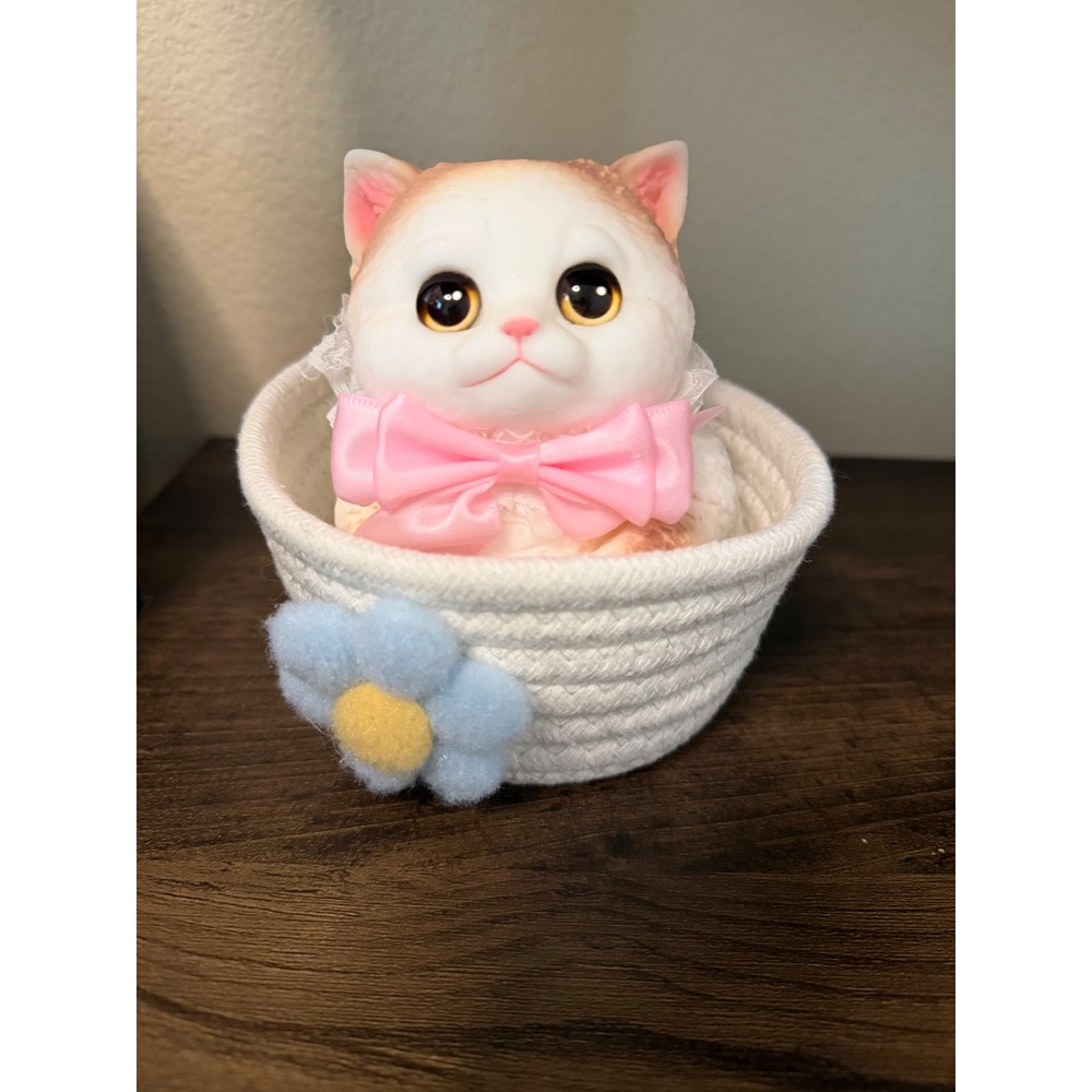 Viral jumbo kitty cat pudding squishy in a Basket NEW